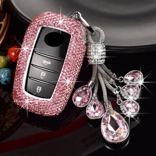 Fashion Crystal Shiny Rinestones Car Ornament Gift For For TOYOTA Corolla Crown Camry Highlander Avalon Car Key Protective Case