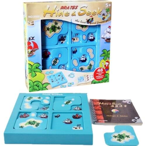 Pirates Hide&Seek IQ Board Games 48 Challenge With Solution Book Smart IQ Toys For Children Party Games Family Interactive Toy49