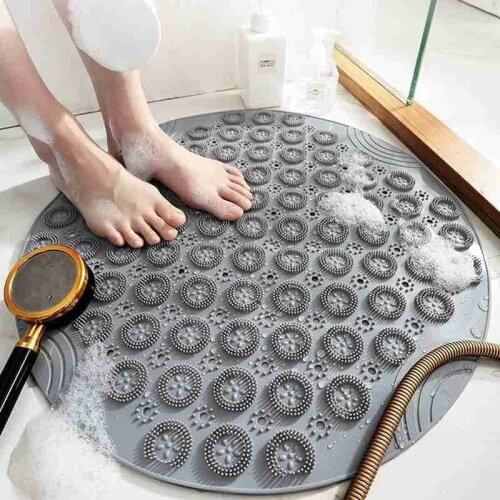 55cm Non-slip Round Bathroom Mat Soft Massage Pad Safety Shower Pad Bathroom Carpet Floor Drainage Suction Cup Bathroom Mat