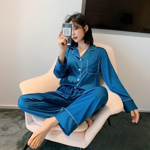 Long Sleeve Sleepwear Sleep Set Womens Nighty Robe Pajamas Suit Spring Nightgown Shirt Pants Lounge Nightshirts Home Clothing