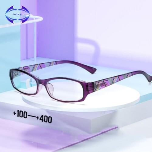 VCKA Anti-blue light Reading Glasses Women Men Spring Hinge Rectangular Presbyopic Glasses with Cases +1.0 1.5 2.0 to 4.0