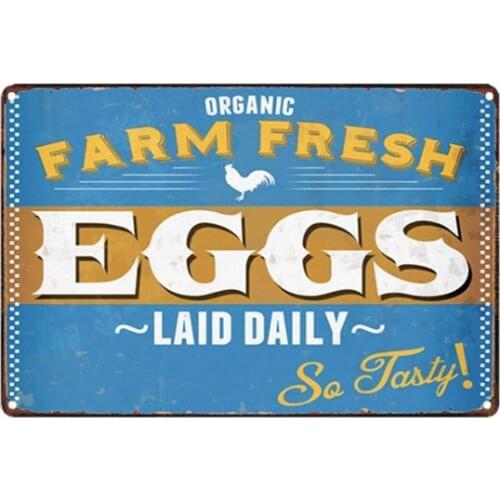 Tin Signs Design Farm Fresh Eggs Metal Sign for Bedroom Cafe Home Bar Pub Coffee Beer Kitchen Bathroom Funny Wall Decor