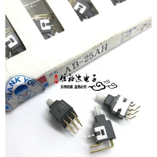 Original new 100% AB-25AH AB-25 0.4VA button switch DPDT ON-(ON) R/A 6pin 2 gear