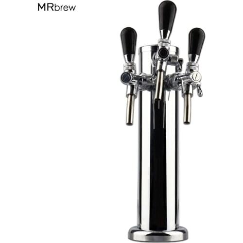 Draft Triple Beer Tower With Adjustable Beer Faucet Tap Stainless Steel Homebrew Bar Fit Kegerator