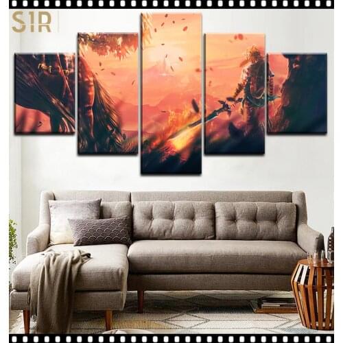 The Legend Zelda Poster Vikings Pictures Wall Art 5 Pieces Canvas Painting Home Decor Living Room HD Printed Game Poster Anime