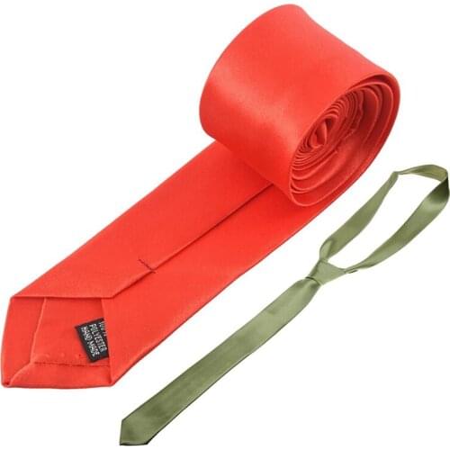 Unisex Casual Necktie Skinny Slim Narrow Neck Tie -Light Green & Red Self Tie Style Polyester Necktie Neckwear For Men