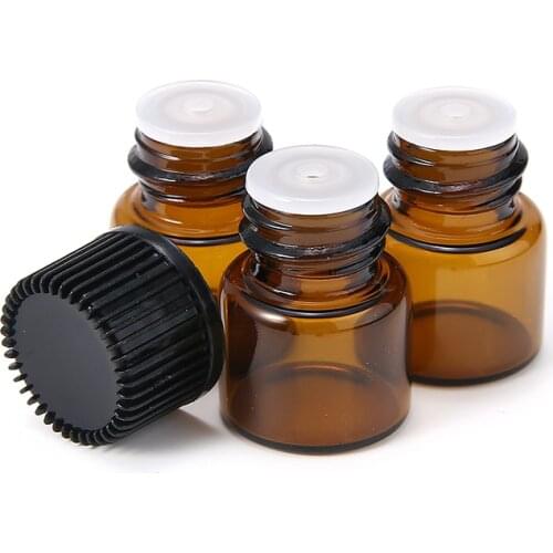 100pcs 1ml Empty Glass Sample Bottle for Essential Oil Perfume Travel Trial Multifunction Amber Essence Container Bottles
