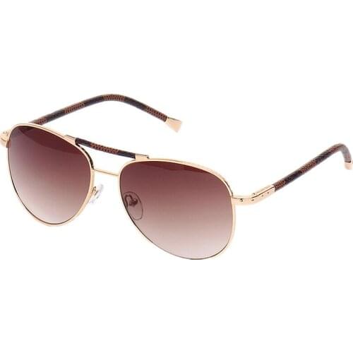 LUXURY Pilot Style Sunglasses 0202U 58-15-135 UV400 Meta Leather Leg Elastic Hinge Driving Fishing Gradient Goggles