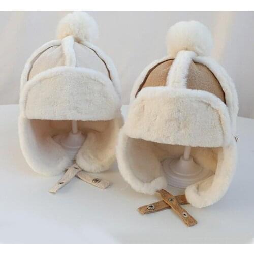 Baby Boys Girls Hat Kids Children Ear Flap Muff Winter Warm Plush Cotton Cap Outdoor Lei Feng Cap Beanie Gifts Hat 46-51cm