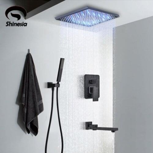 Luxury Black Bronze Shower Faucet Set 3-Function Switch Wall Mount Rain Shower Faucet With Hand Shower Tub Spout Hot Cold Mixer