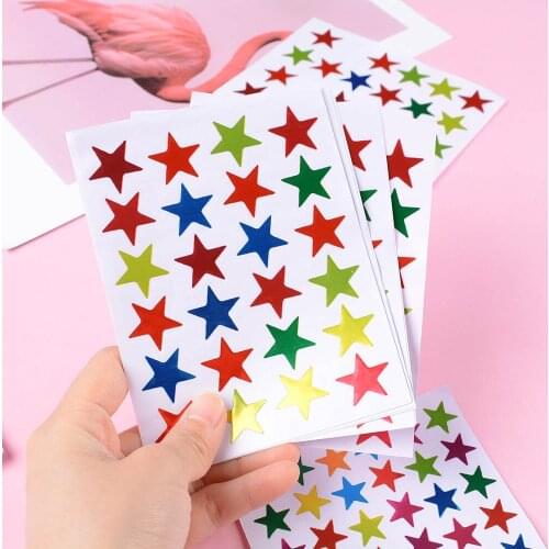 10Pc/Bag Child Gilding Reward Flash Sticker Mother Teacher Praise Label Award Five-pointed Star Sticker