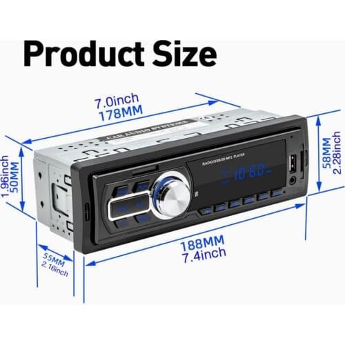 SWM-5208 12V Universal Car FM Radio Player Bluetooth U Disk/TF-Card Reading MP3 Player for Vehicles Car Intelligent System