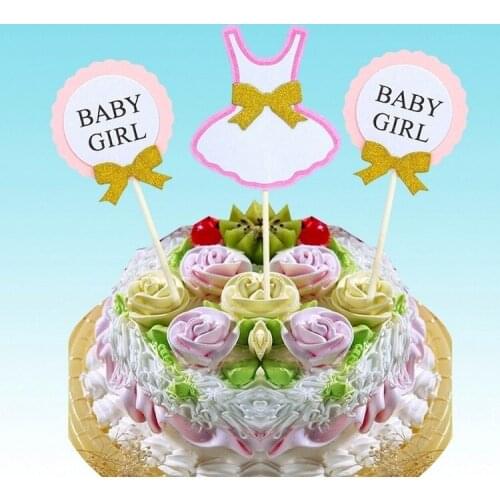 Cake toppers baby girl boy paper cards banner for fruit Cupcake Wrapper Baking Cup tea party wedding decoration baby shower
