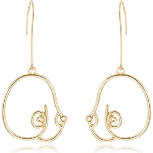 Unique Abstract Lady Breast Statement Hoop Earrings For Women Van Gogh Hollow Outline Body Earrings 2020 Femme Bijoux