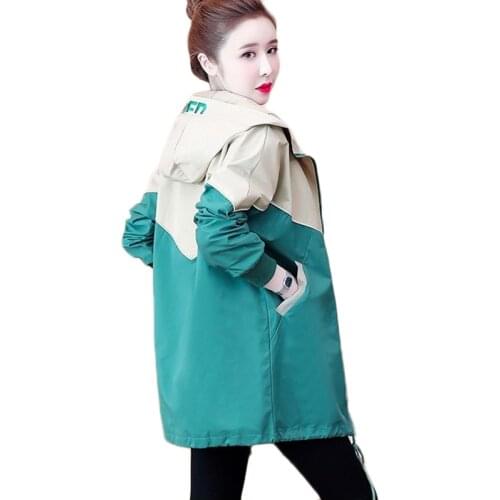 Plus Size Women Windbreaker Spring Autumn Womens New Hooded Parka Jacket Loose OvercoatBaseball Uniform Womens Clothing 3XL