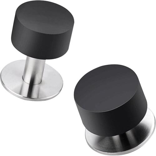 Premium Stainless Steel Punch-free Door Stopper Wall Suction Door Top Anti-collision Door Touch Black Door Stopper Rubber New
