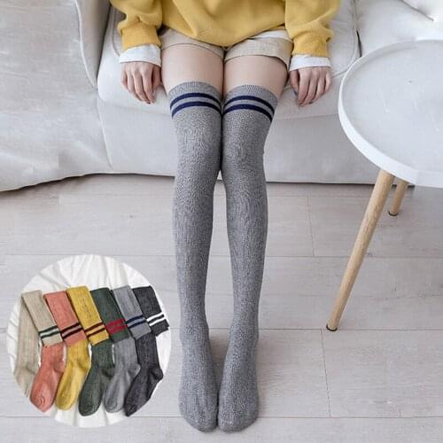 Sexy Socks Striped Stockings Womens Stockings Warm Thigh High Socks Non-Slip Thigh And Lovely Womens Knee-High Stockings