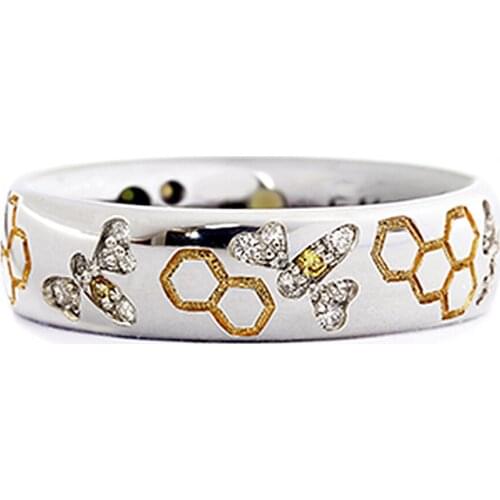 Huitan Cute Dragonfly Hexagon Pattern Simple Women Ring Wedding Party Love Gift Romantic Jewelry Rich-colored Unique Finger Ring