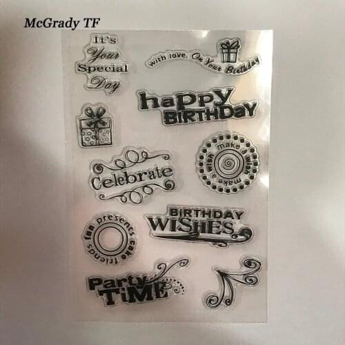 1PCS Happy Birthday Clear Stamps Transparent Clear Silicone Stamp Seal For DIY Scrapbooking/photo Album Decorative Clear Stamp