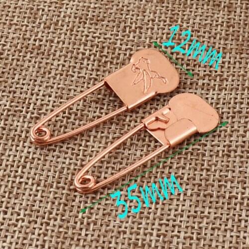 100pcs Rose Gold Safety Pins 35mm,Craft Safety Pin Brooch Stitch Markers Metal Safety Pins Loops Charms Jewelry Tag Fasteners