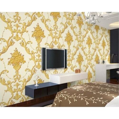 Beibehang 3D fashion inlaid European large flowers non-woven wallpaper living room bedroom pressure papel de parede 3d wallpaper