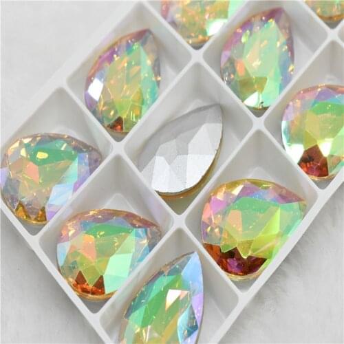 Cuentas cristal Golden Shadow Light crystal rhinestones crystal applique teardrop Navette rivoli beads 30x40mm