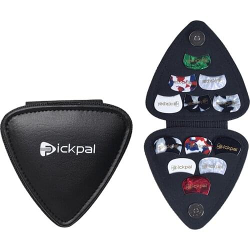 PICKPAL Guitar Picks Holder Case for Acoustic Electric Guitar Includes 12PCS Guitar Picks Leather Guitar Plectrums Storage Pouch
