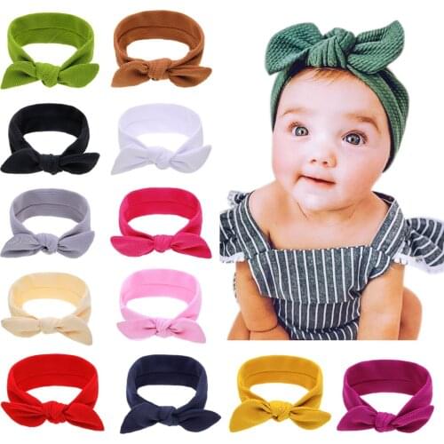 Children Infant Headband Bandeau Bebe Headwrap Elastic Newborn Turban Baby Girls Solid Color Headband Bowknot Hair Band