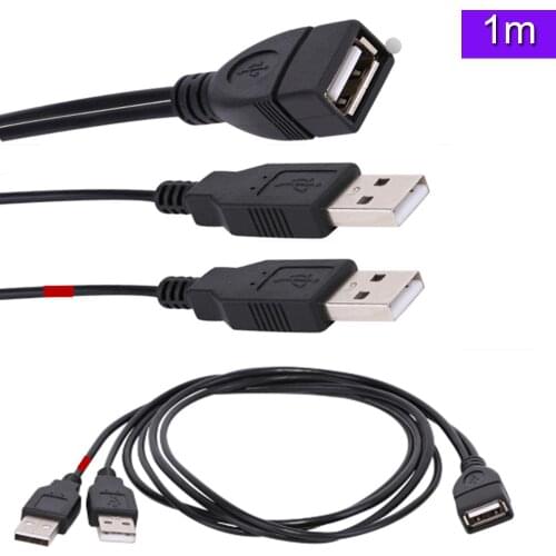 USB 2.0 A Female plug to 2 dual USB A Male jack Y splitter Hub adapter Cable