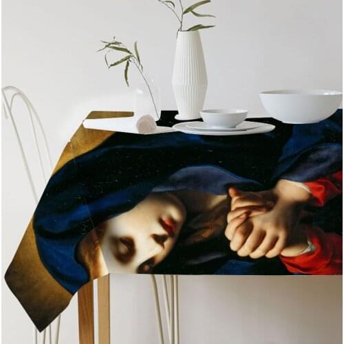 Carlo dolci the virgin of the annunciation Tapestry Oil Painting Table Cloth Rectangle Table Covers Waterproof Tablecloths