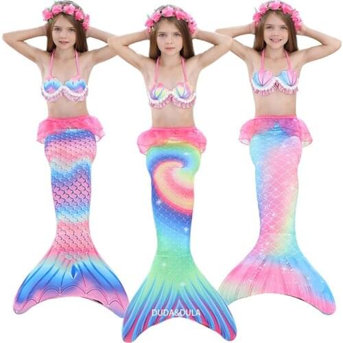 Girls Mermaid Tails Swimming Dresses Cosplay Costume Beach Clothes Little Children Mermaid Swimsuit for Kids Swimmable Costumes