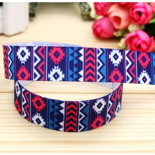 DHK 7/8'' 5yards aztec printed grosgrain ribbon headwear hair bow diy party decoration OEM Wholesale 22mm E1022