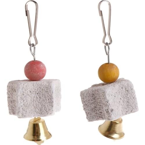 Mineral Stone Parrot Mouth Teeth Grinding Star Shape Cleaning Hanging Cage Molar Toys Bird Hamster Small Pets Supply Budgie