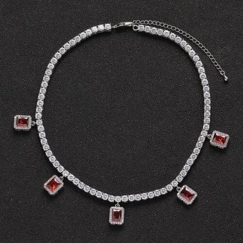 Fashion Iced out 4mm Brass Cubic Zircon Tennis Chain Necklace Jewelry Gift BC112