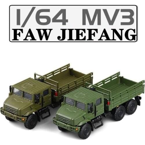 JACKIEKIM Diecast Toy Car Model 1:64 Scale FAW Jiefang MV3 Military Truck Classical Vehicle Educational Collection Gift