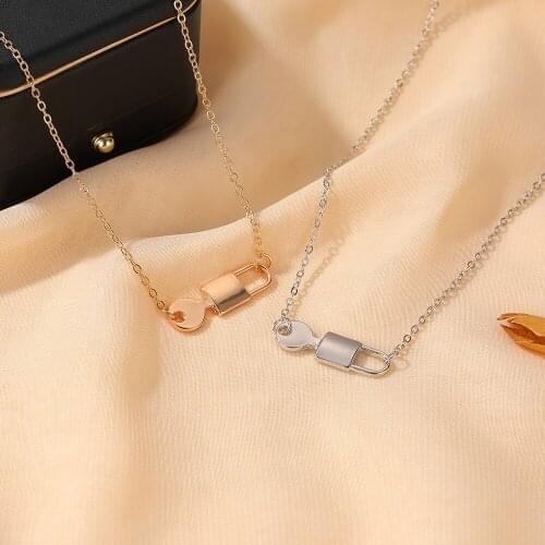 Fashion Student Simple Cold Wind Key Lock Pendant Jewelry Necklace Temperament Clavicle Thin Chain Women Golden Silver Choker