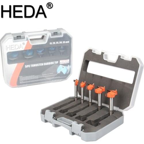 15/20/25/30/35mm 5Pcs Hex Shank Tungsten Carbide Cutter Forstner Woodworking Tools Hole Saw Cutter Hinge Boring Drill Bits Set