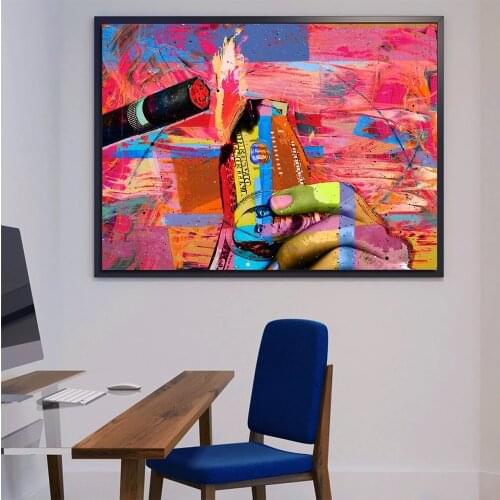 Canvas Paitning Money To Blow Light A Cigarette Street Art Modern Pop Culture Canvas Money Quote Art Wall Picture for Home Decor