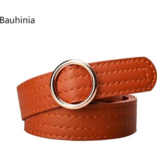 2021 Newest 103*2.3CM Trendy Soft Breathable Belt Fashion Non-Porous Round Buckle Head Dress Belt 6 Colors Available