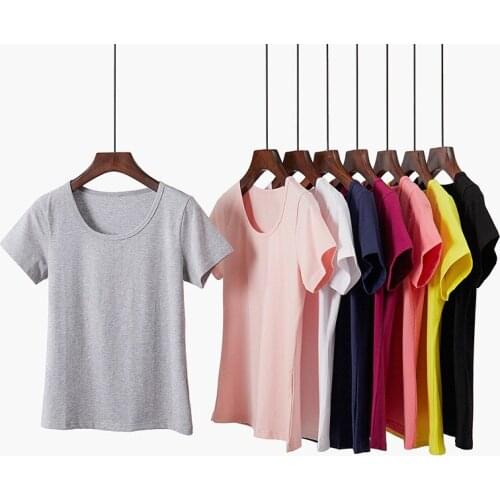 MRMT 2020 Brand New Summer Womens T Shirt Pure Color Round Neck Cotton Short-sleeved T-shirt for Female Tops T-shirt