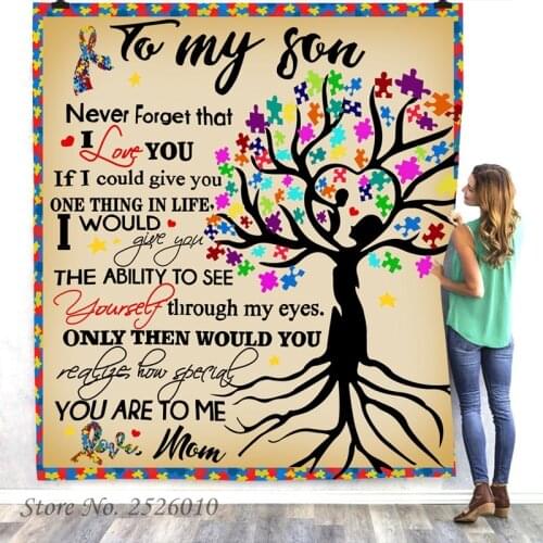 Family Letter Blanket TO My Son 3D Velvet Plush Blanket Bedspread for Kids Girls Sherpa Blanket Couch Quilt Cover Travel 16