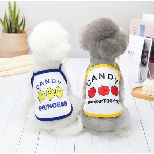 Pet Clothes Letter Cartoon Print Sling Dog Cat Costume Spring and Summer Cat T-shirt Clothes