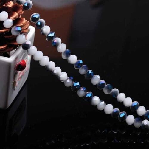 Flat Round Crystal Jewelry Beads Porcelain White Half Blue Oval Faceted Glass DIY Beads for Jewelry Bracelet Making Accessories
