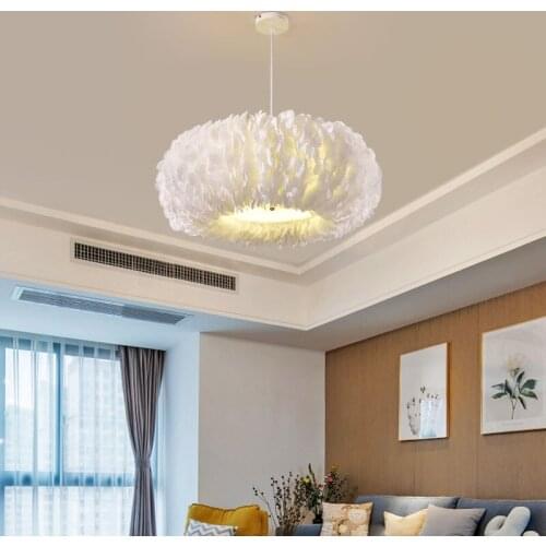 Pendant Ceiling Lamp Feather Ceiling Drop light Bedroom Study Room Chandelier LED Hanging Lamp Living Room