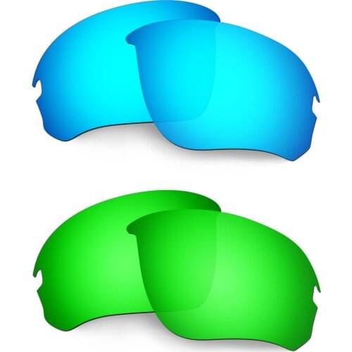 HKUCO Polarized Replacement Lenses For Flak Draft Sunglasses Blue/Green 2 Pairs