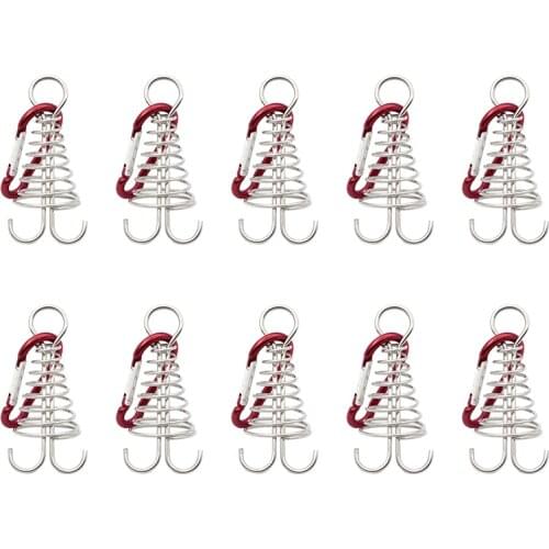 Spiral Shaped Spring Octopus Deck Peg with Carabiner Hooks Durable Rope Buckle Tent Hooks Board Pegs For Camping Hiking