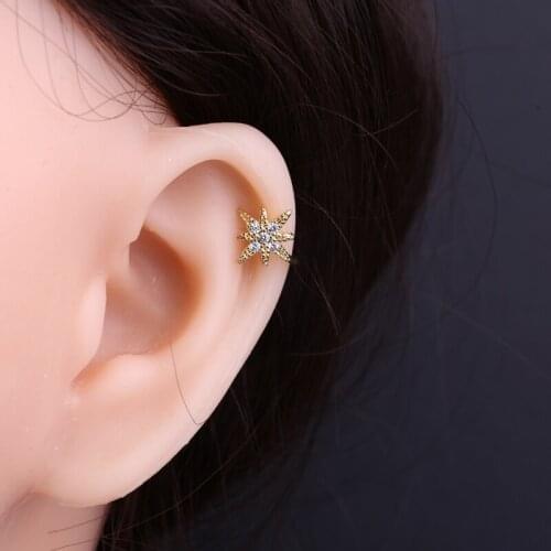 Eight-pointed star ear bone clip female high-end sense no piercing painless ear clip cool earrings 2020 new personality punk