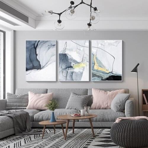 Modern Minimalist Blue Abstract Poster Living Room Sofa Dining Room Home Background Wall Decorative Painting Canvas Print