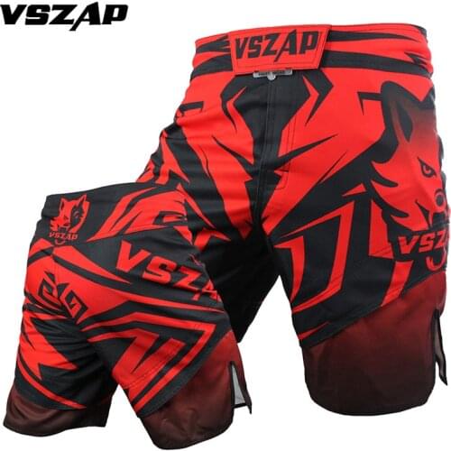 VSZAP Muay Thai Clothing Red Short Mma Sports Shorts Training Boxer Shorts Sanda Breathable Cotton Loose Boxing Boxe