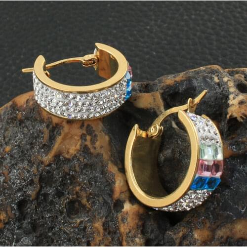 Gold Color Fashion Round Stainless Steel Jewelry Simple Hoop Earrings Personality Bijoux En Acier Inoxydable Femme EGKZALAI